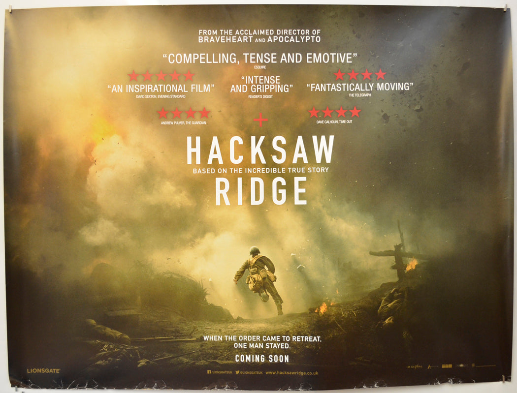 Hacksaw Ridge  (Teaser / Advance Version)   Original Quad Poster - Film Poster - Movie Poster