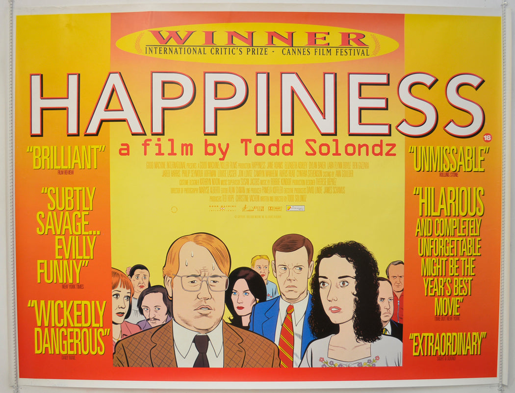 Happiness  (Cannes Film Festival Winner - International Critic's Prize)  Original Quad Poster - Film Poster - Movie Poster 