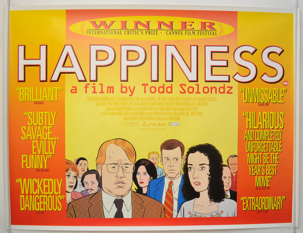 Happiness  (Cannes Film Festival Winner - International Critic's Prize)  Original Quad Poster - Film Poster - Movie Poster 