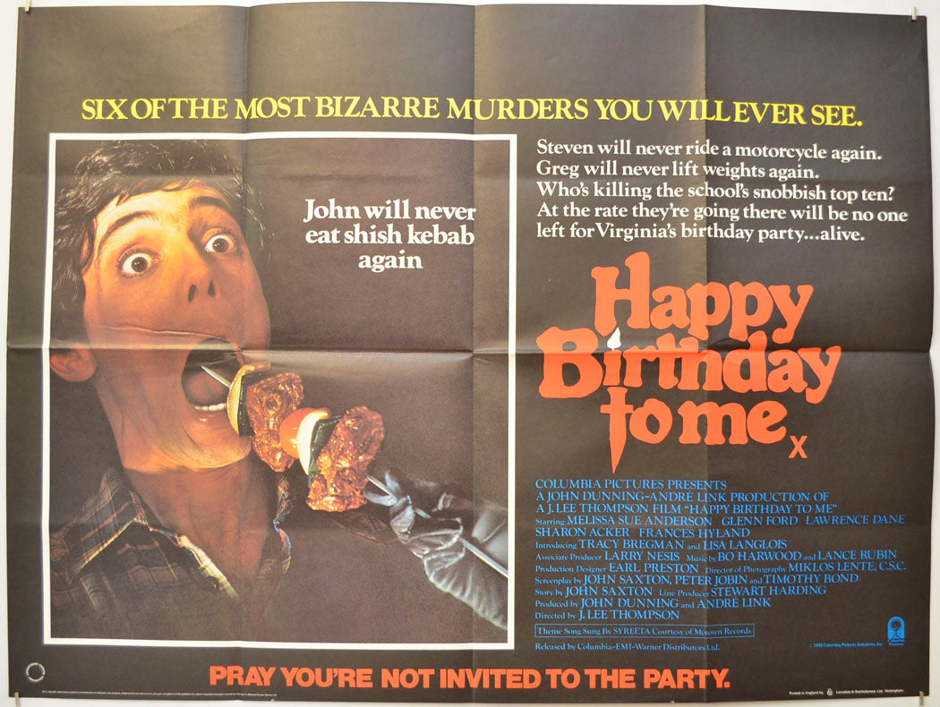 Happy Birthday To Me Original Quad Poster - Film Poster - Movie Poster