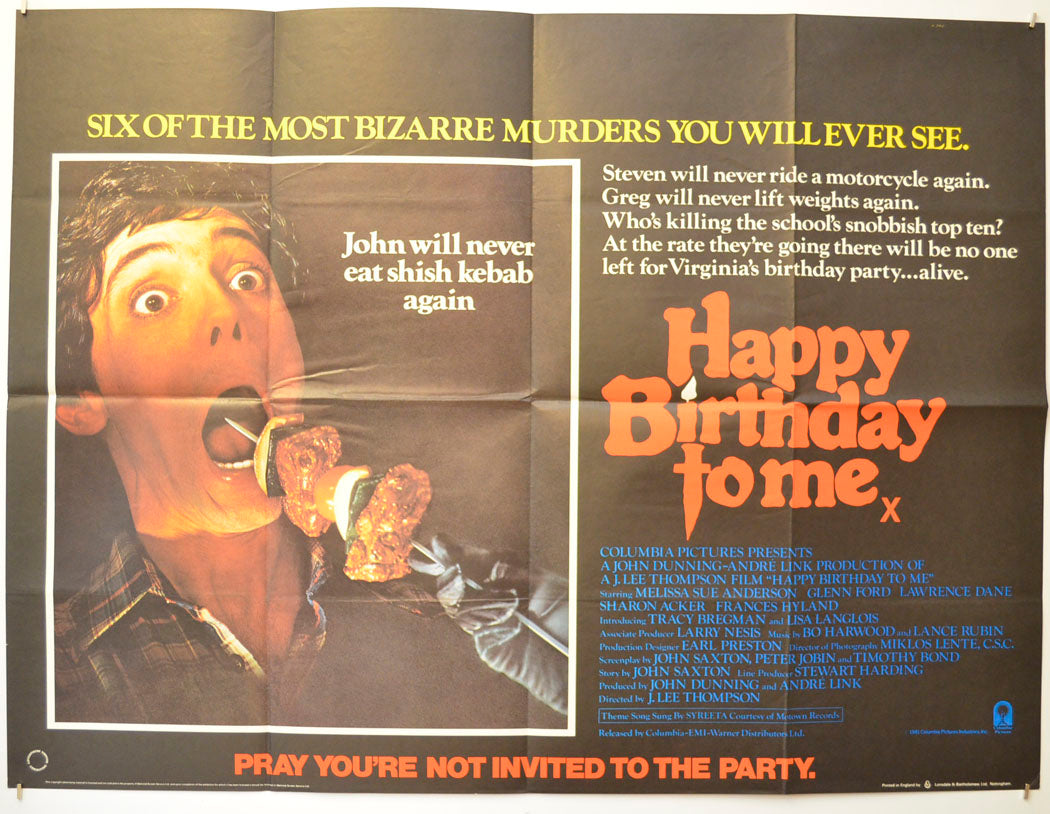 Happy Birthday To Me Original Quad Poster - Film Poster - Movie Poster