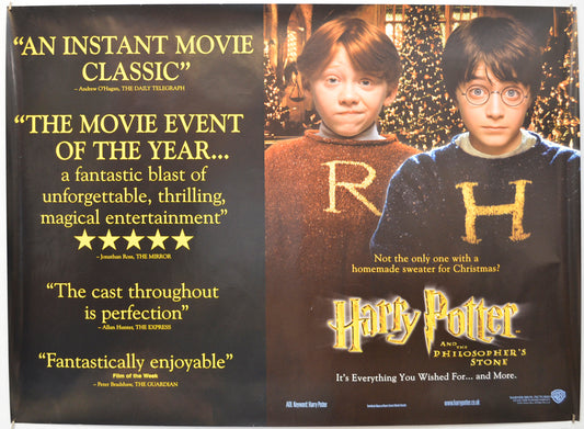 Harry Potter And The Philosopher's Stone  (Harry And Ron Version)   Original Quad Poster - Film Poster - Movie Poster