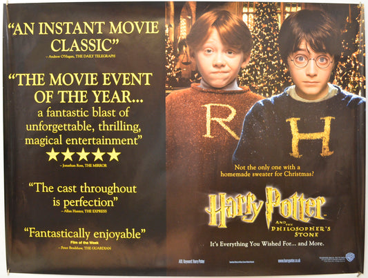 Harry Potter And The Philosopher's Stone  (Harry And Ron Version)   Original Quad Poster - Film Poster - Movie Poster