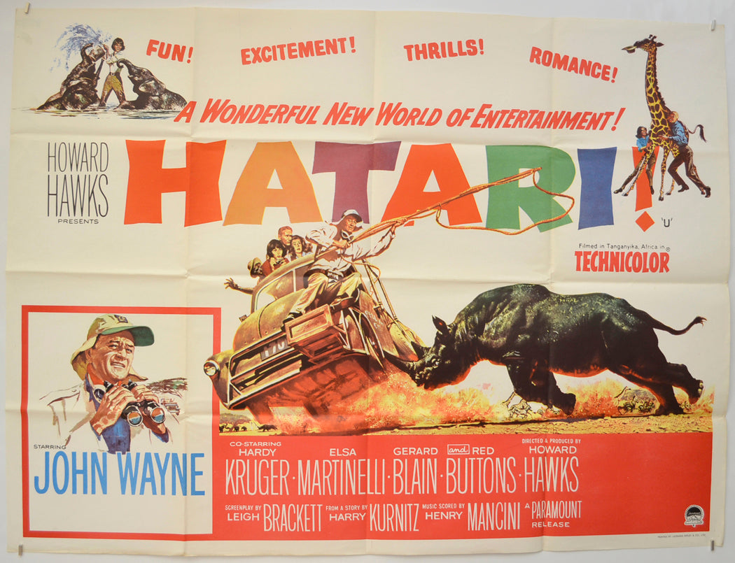“HATARI!” Original Quad Poster - Film Poster - Movie Poster – pastposters