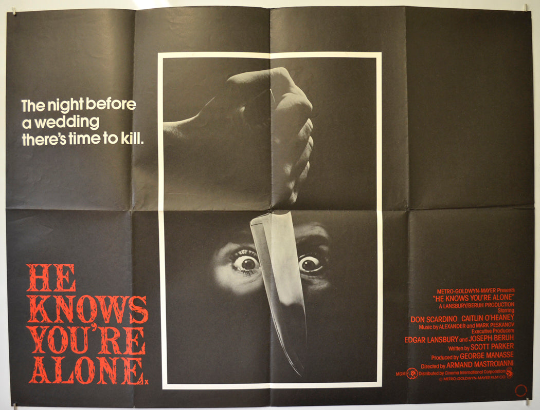 He Knows You’re Alone Original Quad Poster - Film Poster - Movie Poster