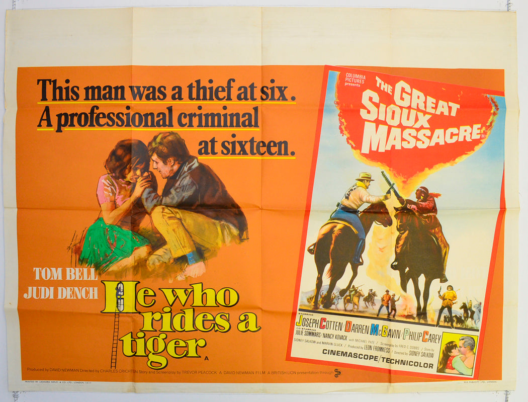 He Who Rides A Tiger / The Great Sioux Massacre  Original British Quad Poster - Film Poster - Movie Poster 