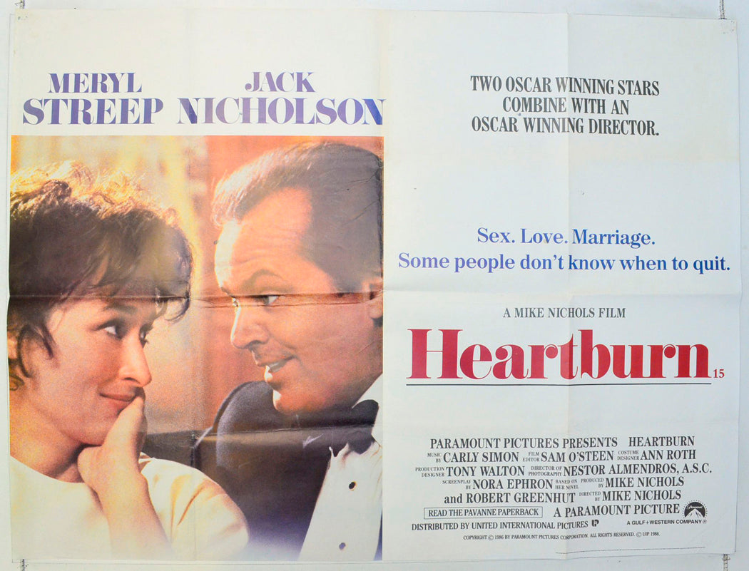 Heartburn Original British Quad Poster - Film Poster - Movie Poster 