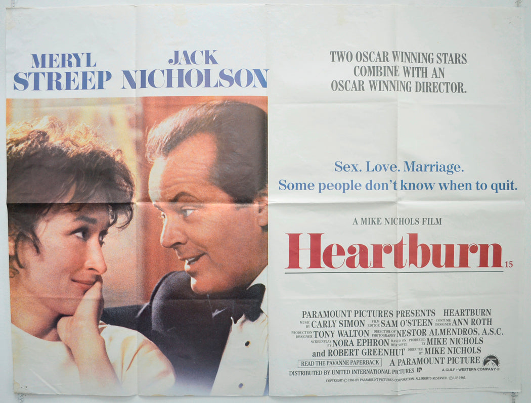 Heartburn  Original British Quad Poster - Film Poster - Movie Poster 