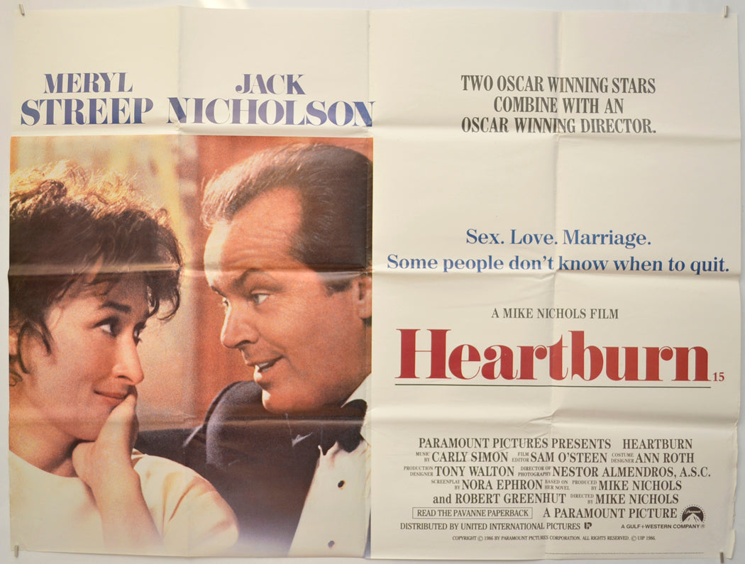 Heartburn Original Quad Poster - Film Poster - Movie Poster  