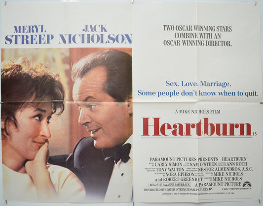 Heartburn Original Quad Poster - Film Poster - Movie Poster