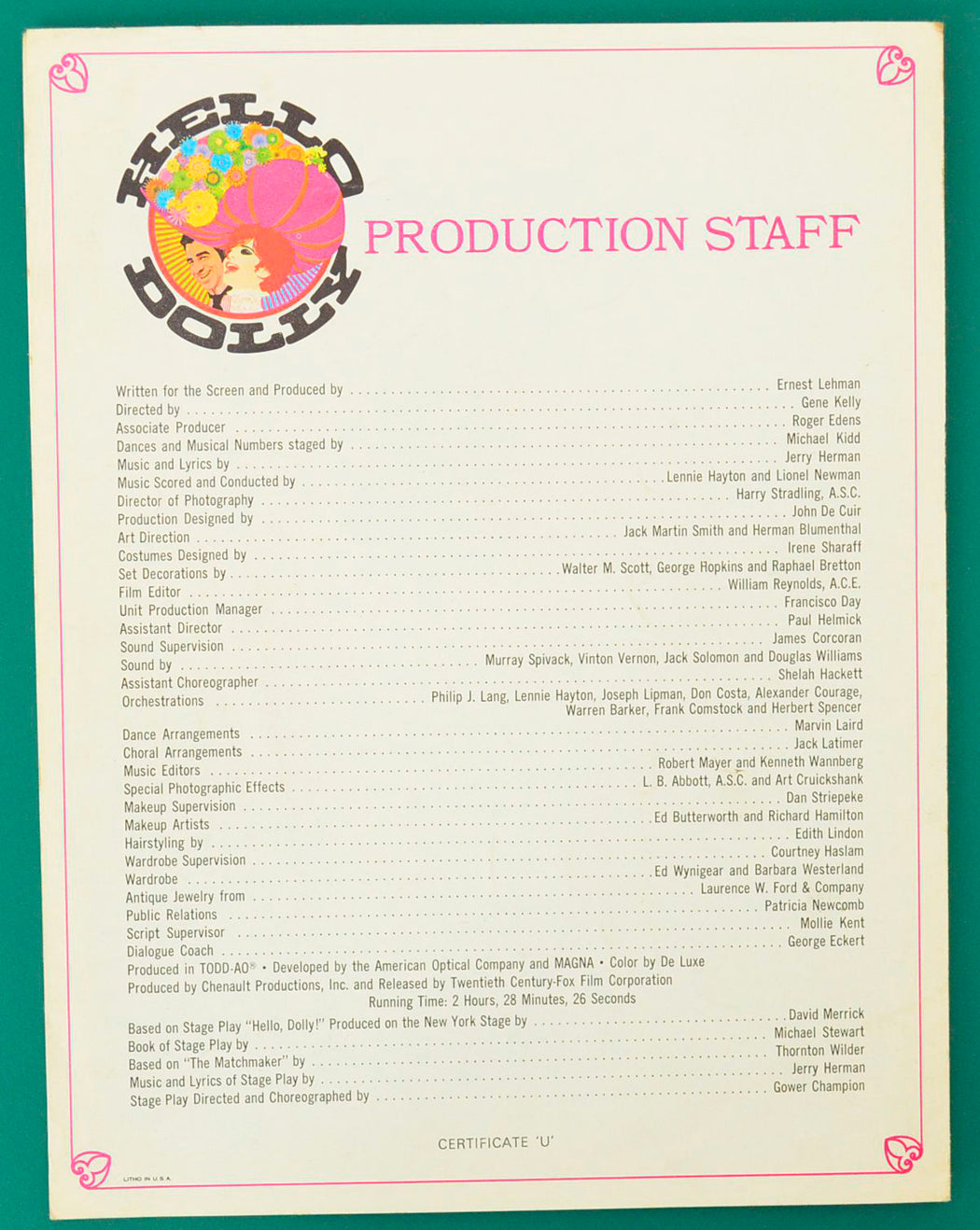 HELLO DOLLY – Synopsis / Credits Booklet - Back