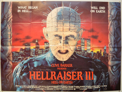 Hellraiser III - Hell On Earth  Original Quad Poster - Film Poster - Movie Poster