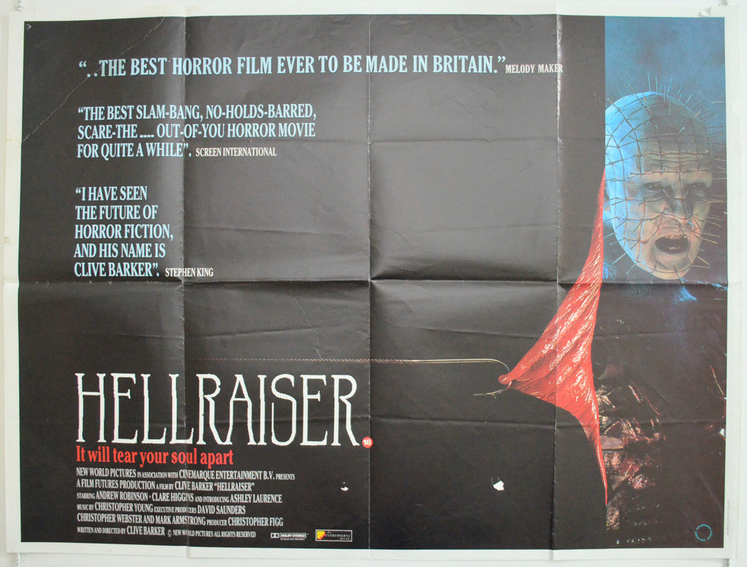 Hellraiser  Original British Quad Poster - Film Poster - Movie Poster 