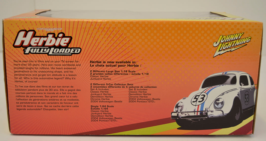 HERBIE FULLY LOADED Johnny Lightning 1:18 scale (BOX BACK View)  