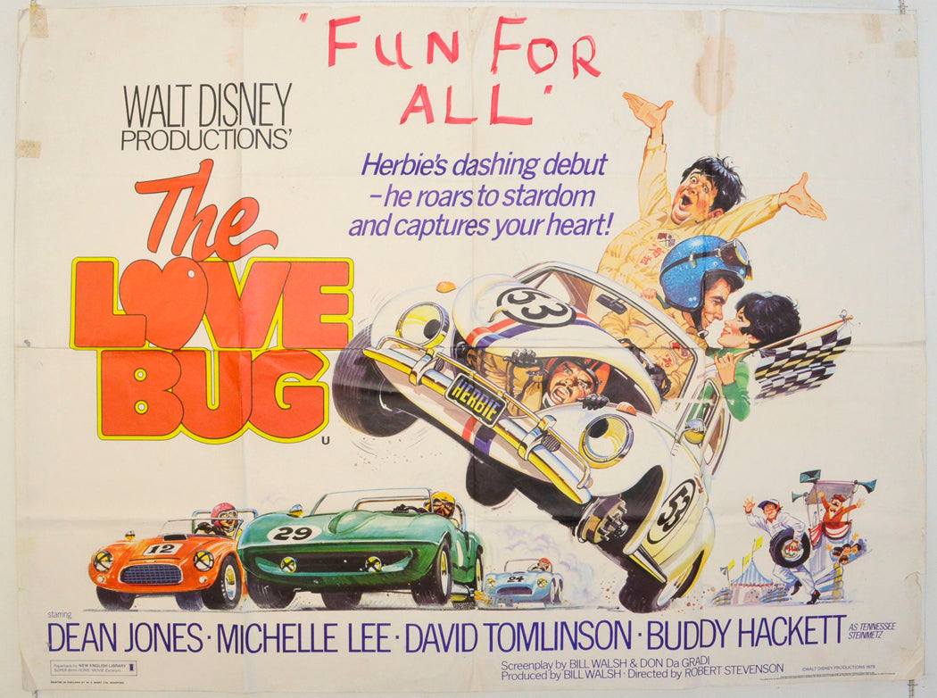 Herbie : The Love Bug  Original British Quad Poster - Film Poster - Movie Poster