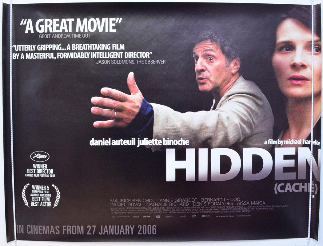 Hidden  (a.k.a. Cache)   Original British Quad Poster - Film Poster - Movie Poster 