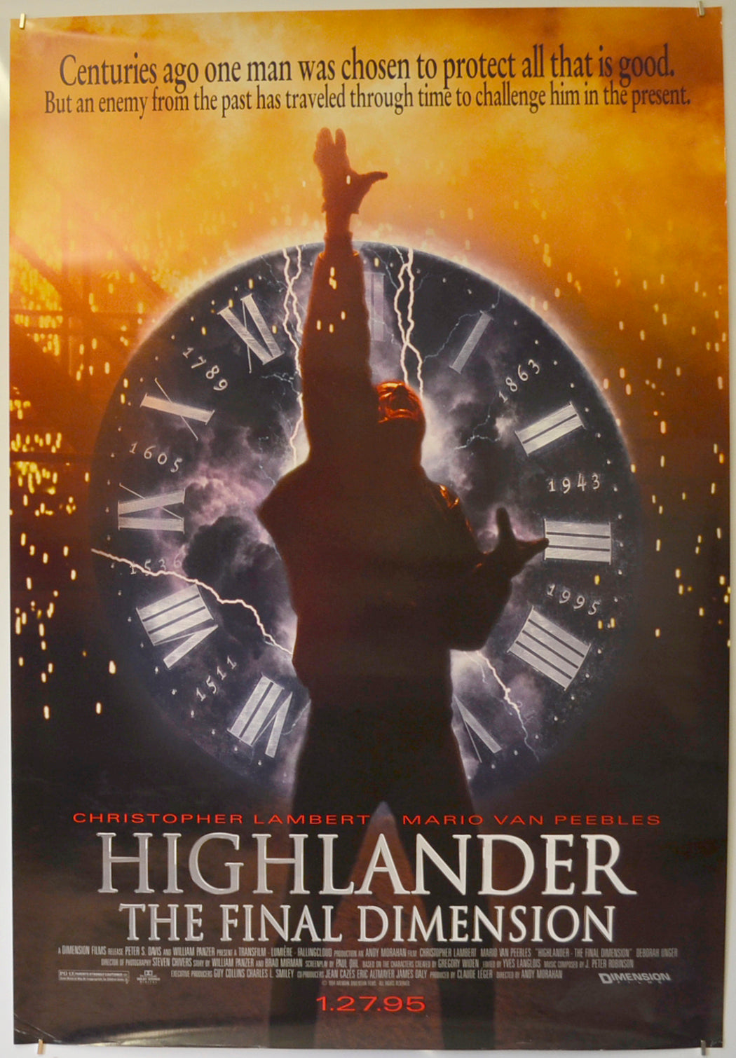 Highlander : The Final Dimension  (a.k.a. Highlander III: The Sorcerer)   Original One Sheet Poster - Film Poster - Movie Poster