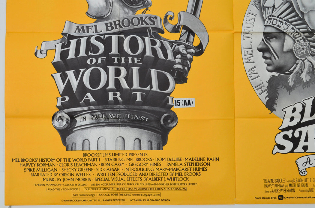 HISTORY OF THE WORLD - PART I / BLAZING SADDLES (Bottom Left) Cinema Quad Movie Poster 