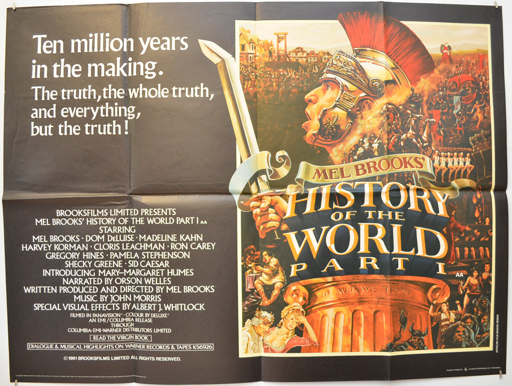 History Of The World Part 1 Original Quad Poster - Film Poster - Movie Poster