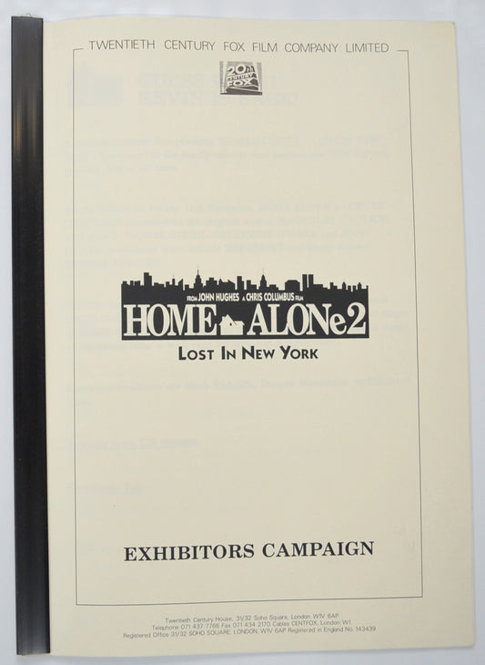 Home Alone 2 : Lost In New York Original 14 Page Cinema Exhibitors Campaign Pressbook (UK)