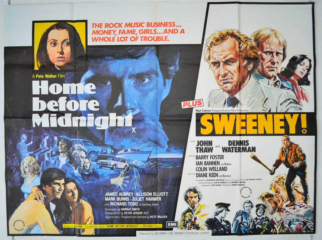 Home Before Midnight / The Sweeney  (Double Bill)   Original British Quad Poster - Movie Poster