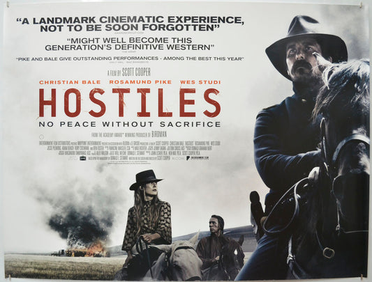 Hostiles  Original Quad Poster - Film Poster - Movie Poster