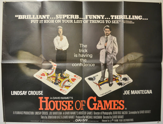 House Of Games  Original Quad Poster - Film Poster - Movie Poster