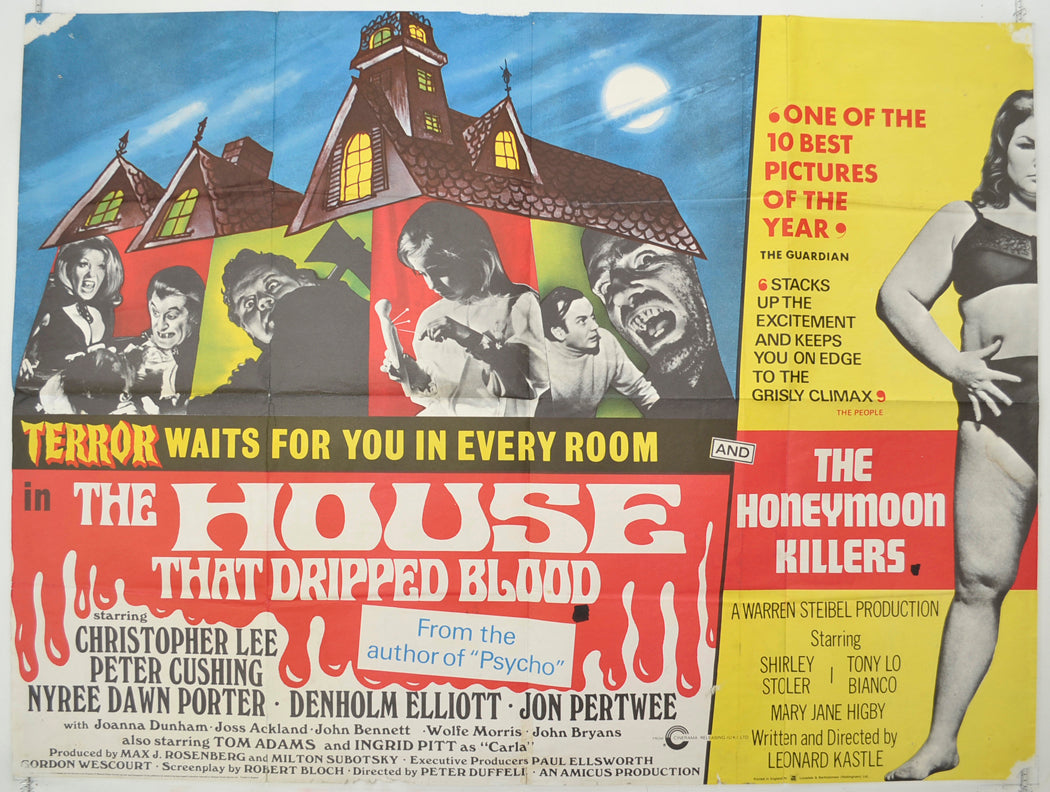 The House That Dripped Blood / The Honeymoon Killers  (Double Bill)  Original Quad Poster - Film Poster - Movie Poster 