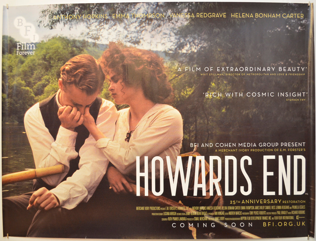 Howards End (25th Anniversary BFI release) Original Quad Poster - Film Poster - Movie Poster