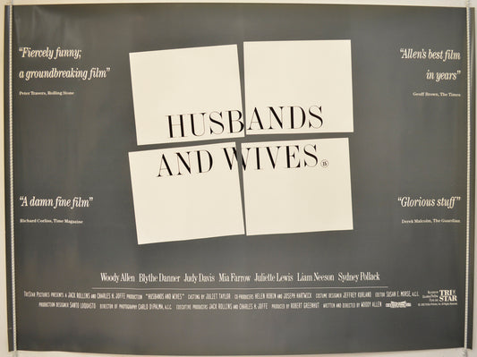 Husbands And Wives  (Grey Background Version)   Original Quad Poster - Film Poster - Movie Poster