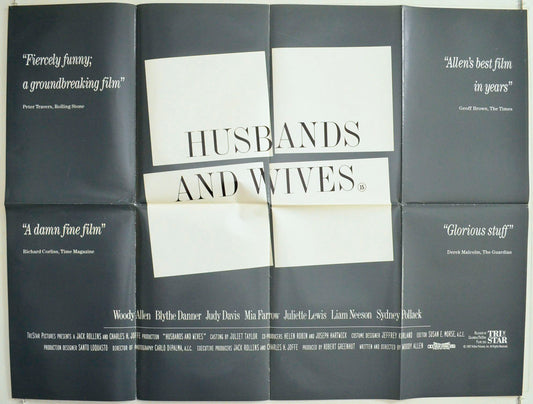 Husbands And Wives  (Grey Background Version)   Original British Quad Poster - Film Poster - Movie Poster 