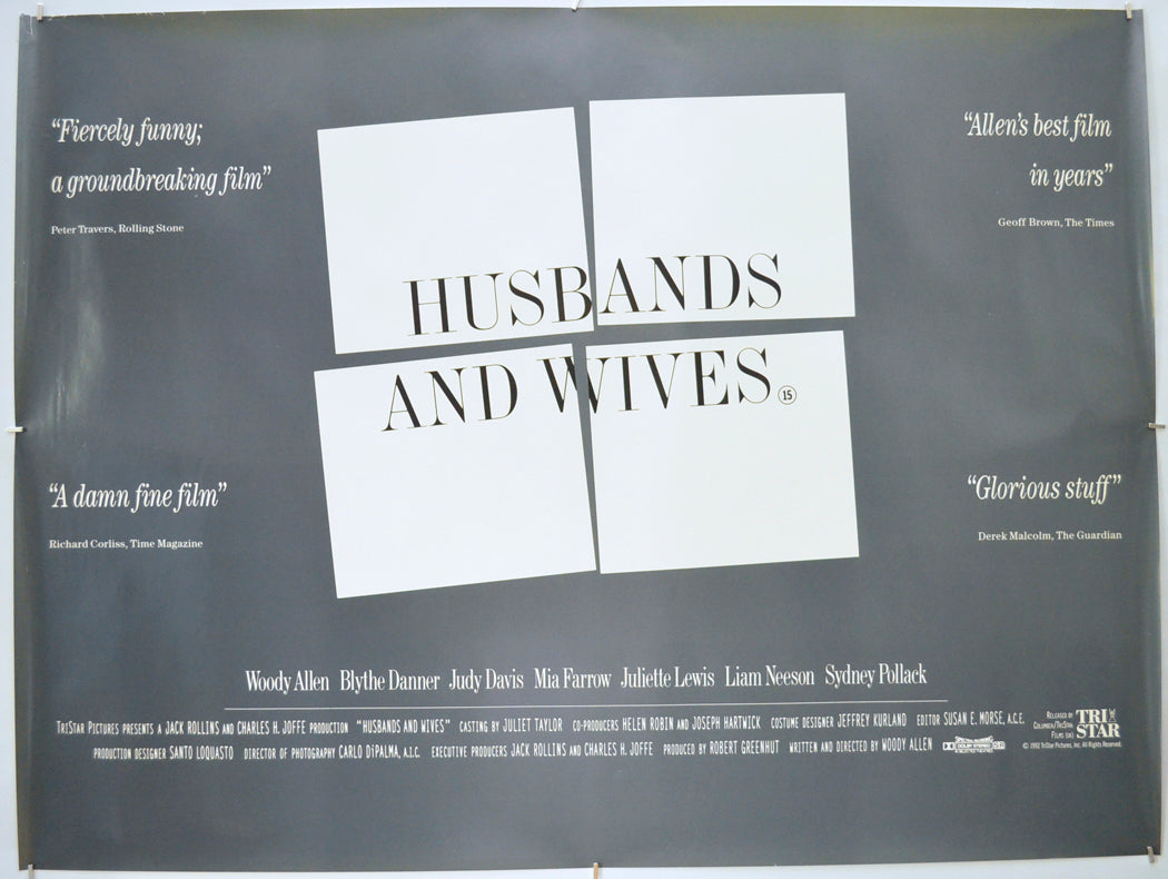 Husbands And Wives (Grey Background Version) Original Quad Poster - Film Poster - Movie Poster