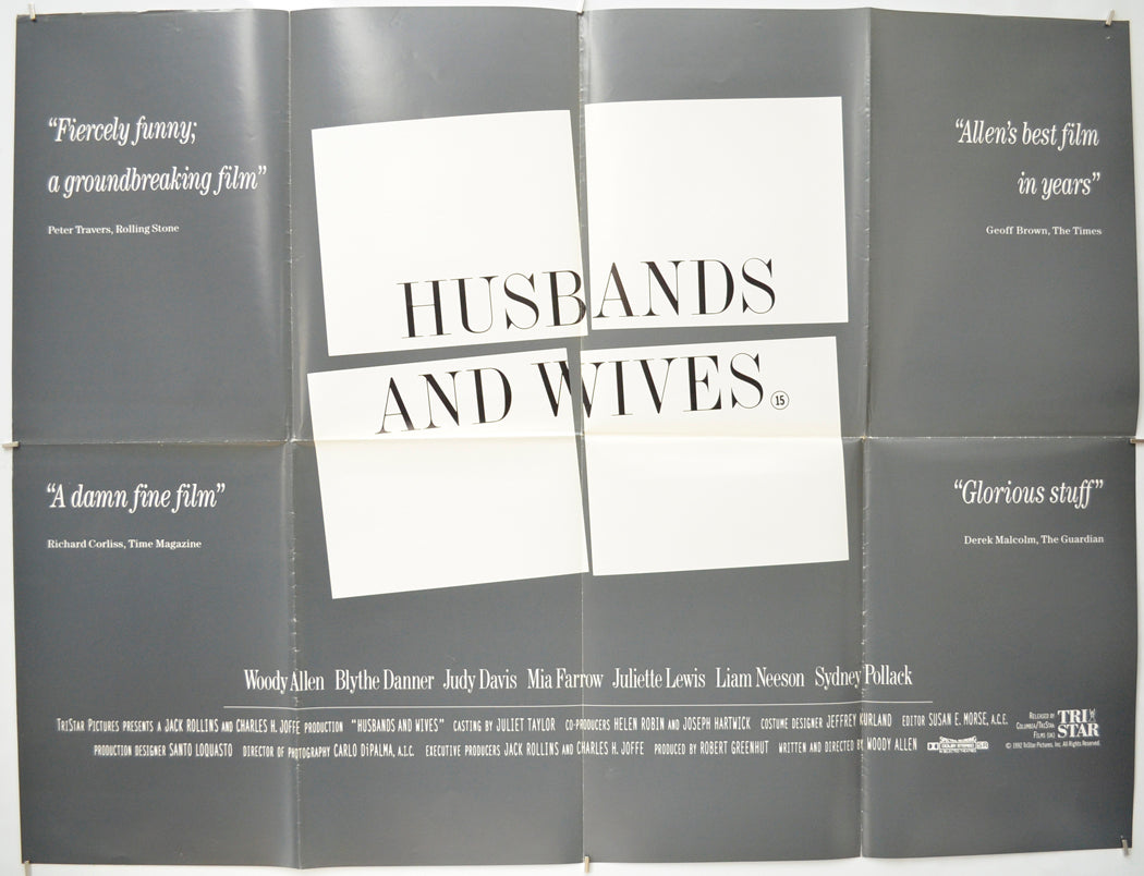 Husbands And Wives (Grey Background Version)  Original Quad Poster - Film Poster - Movie Poster