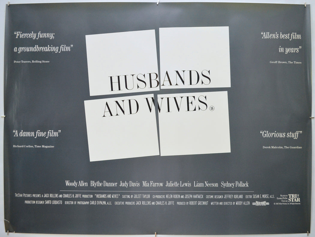 Husbands And Wives (Grey Background Version) Original Quad Poster - Film Poster - Movie Poster