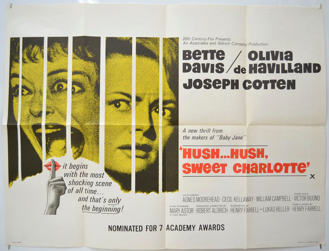 Hush...hush, Sweet Charlotte  Original Quad Poster - Film Poster - Movie Poster