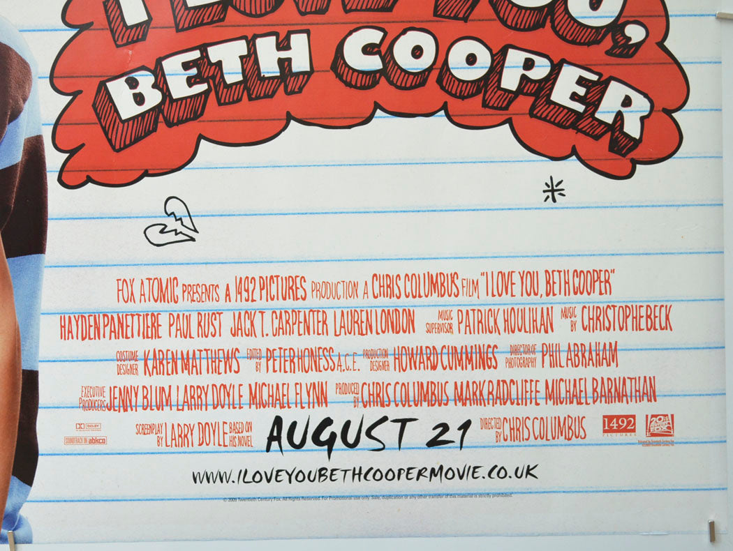 I LOVE YOU BETH COOPER (Bottom Right) Cinema Quad Movie Poster 