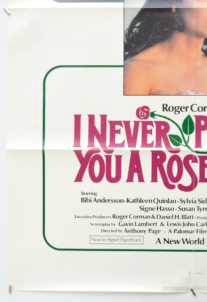 I NEVER PROMISED YOU A ROSE GARDEN (Bottom Left) Cinema One Sheet Movie Poster 