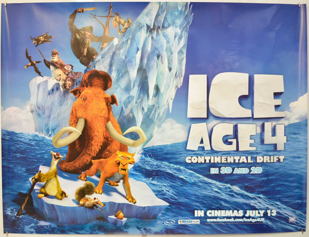 Ice Age 4 - Continental Drift  (Teaser / Advance Version)   Original Quad Poster - Film Poster - Movie Poster