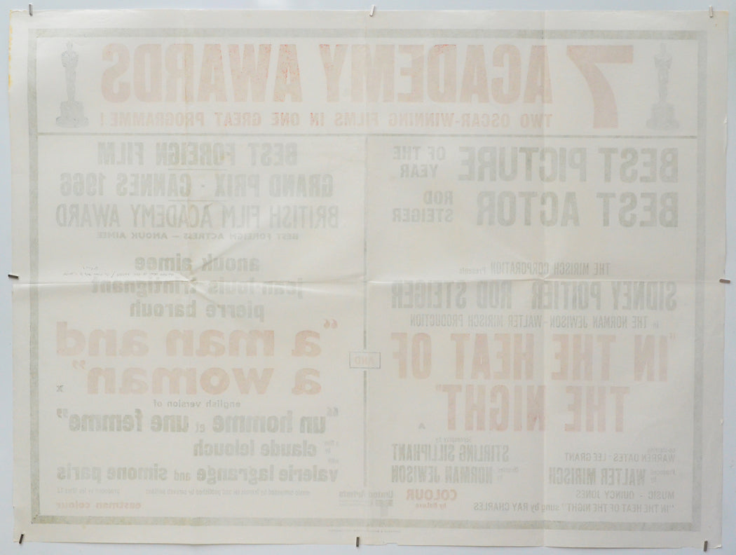 In The Heat Of The Night / A Man And A Woman (Back) Cinema Quad Movie Poster 