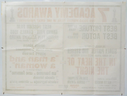 In The Heat Of The Night / A Man And A Woman (Back) Cinema Quad Movie Poster 