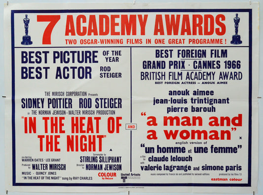 In The Heat Of The Night / A Man And A Woman - Original Quad Poster - Film Poster - Movie Poster