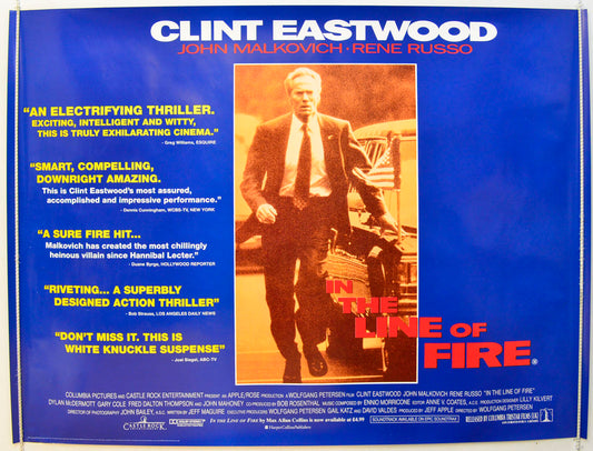 In The Line Of Fire Original British Quad Poster - Film Poster - Movie Poster 