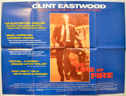 In The Line Of Fire Original Quad Poster - Film Poster - Movie Poster