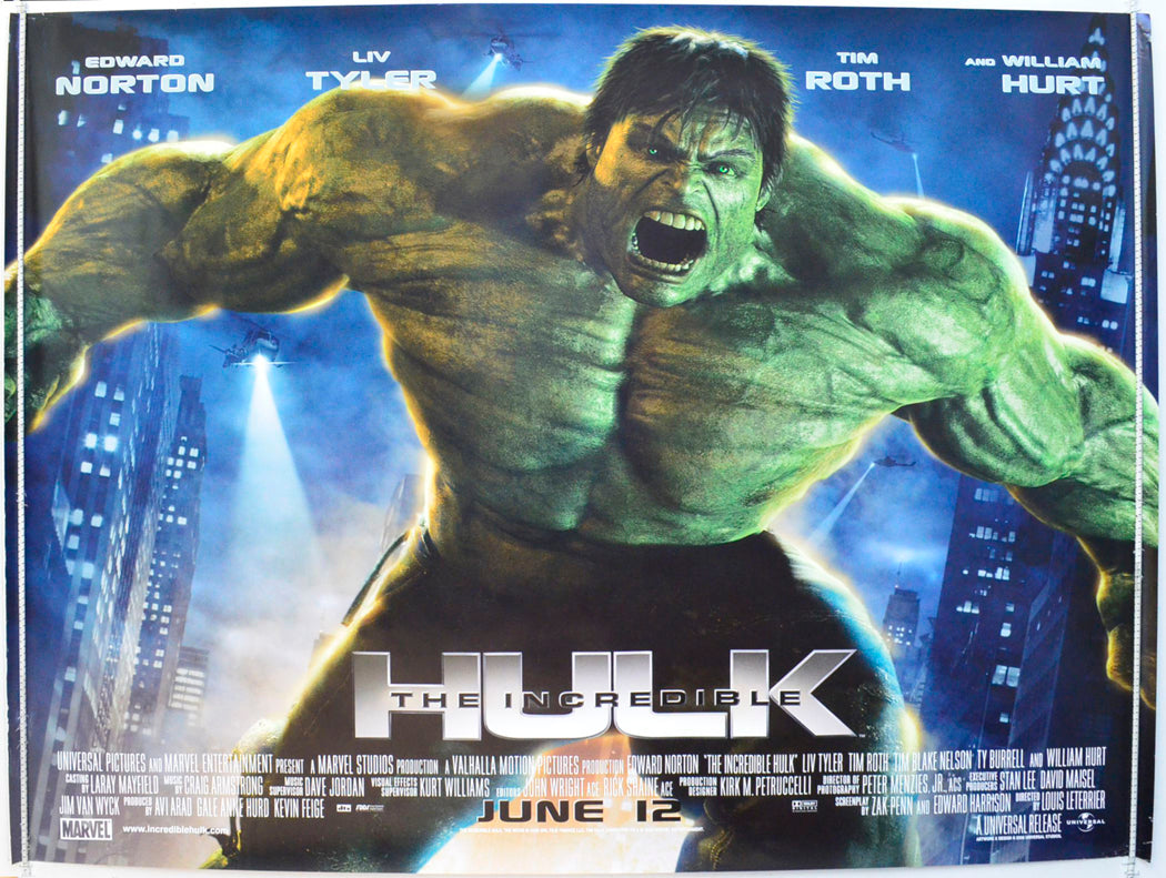 The Incredible Hulk Original British Quad Poster - Film Poster - Movie Poster 