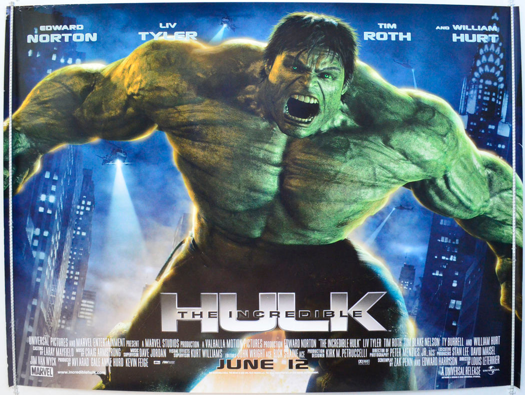 The Incredible Hulk Original British Quad Poster - Film Poster - Movie Poster 