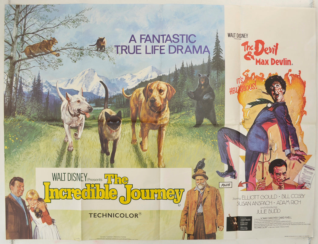 The Incredible Journey / The Devil And Max Devlin  (Double Bill)   Original Quad Poster - Film Poster - Movie Poster  