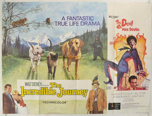 The Incredible Journey / The Devil And Max Devlin  (Double Bill)   Original Quad Poster - Film Poster - Movie Poster  