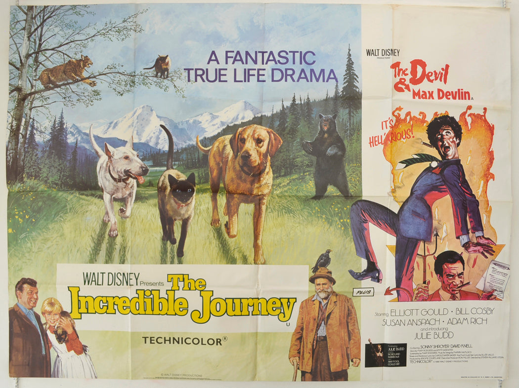 The Incredible Journey / The Devil And Max Devlin  (Double Bill)   Original Quad Poster - Film Poster - Movie Poster  