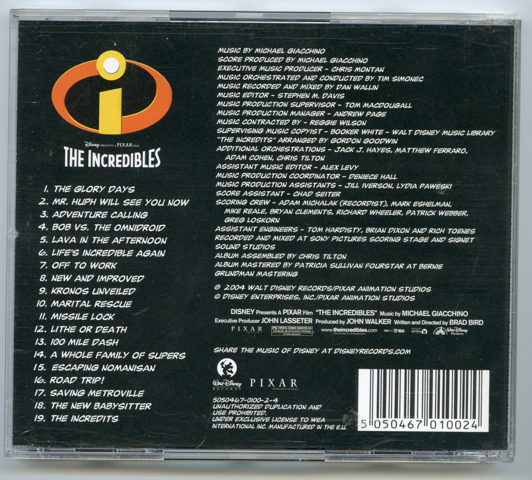 THE INCREDIBLES Original CD Soundtrack (back) 