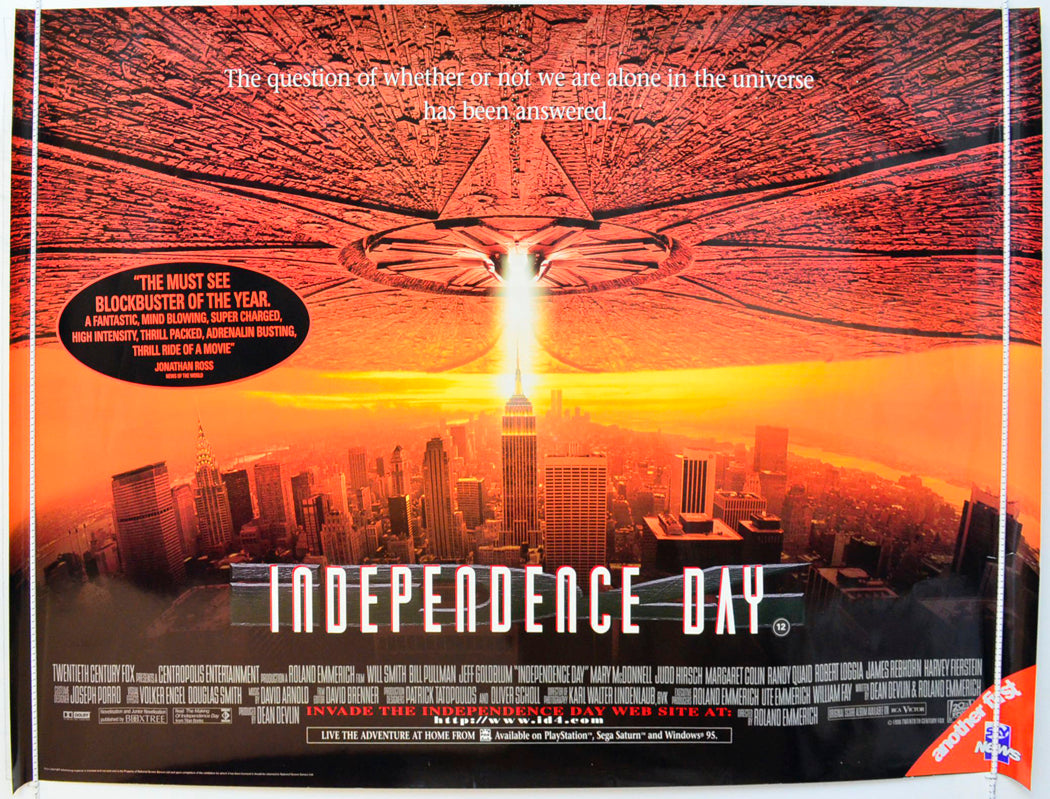 Independence Day  (Teaser / Advance Version 3)   Original British Quad Poster - Film Poster - Movie Poster 